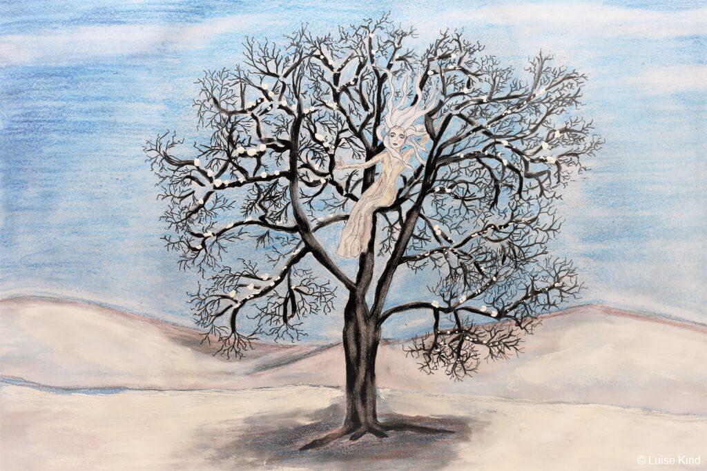 Bild - Eschenkind sitzt in Baum